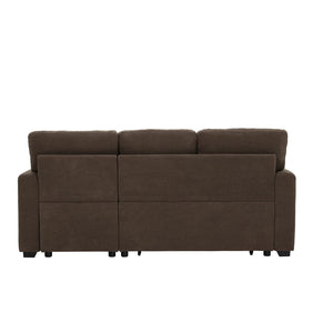English Elm Sleeper Sectional with Storage Chaise Tufted Polyester L-shape Sofa Bed for Apartments Coffee W5568S00042