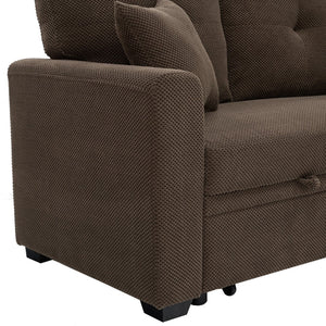 English Elm Sleeper Sectional with Storage Chaise Tufted Polyester L-shape Sofa Bed for Apartments Coffee W5568S00042