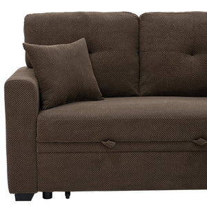 English Elm Sleeper Sectional with Storage Chaise Tufted Polyester L-shape Sofa Bed for Apartments Coffee W5568S00042