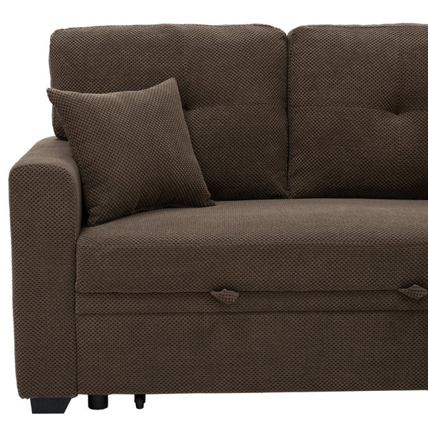 English Elm Sleeper Sectional with Storage Chaise Tufted Polyester L-shape Sofa Bed for Apartments Coffee W5568S00042