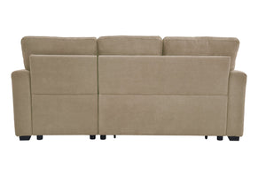 English Elm Sleeper Sectional with Storage Chaise Tufted Polyester L-shape Sofa Bed for Apartments Camel W5568S00043