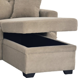 English Elm Sleeper Sectional with Storage Chaise Tufted Polyester L-shape Sofa Bed for Apartments Camel W5568S00043