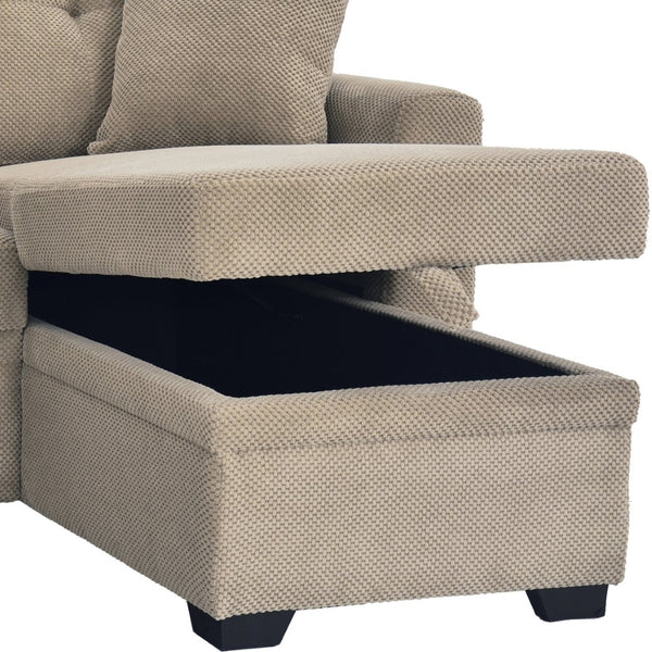 English Elm Sleeper Sectional with Storage Chaise Tufted Polyester L-shape Sofa Bed for Apartments Camel W5568S00043