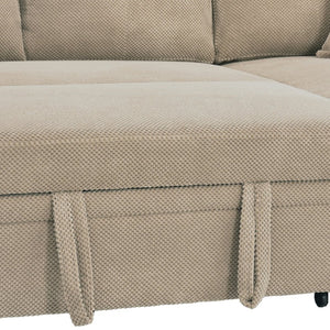 English Elm Sleeper Sectional with Storage Chaise Tufted Polyester L-shape Sofa Bed for Apartments Camel W5568S00043