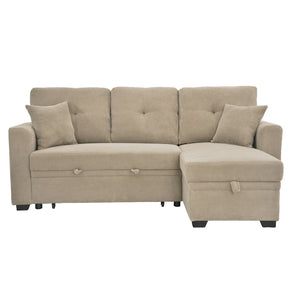 English Elm Sleeper Sectional with Storage Chaise Tufted Polyester L-shape Sofa Bed for Apartments Camel W5568S00043