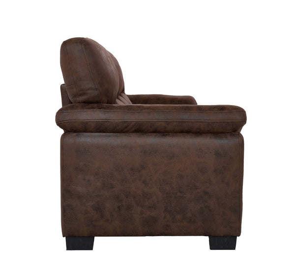 English Elm Modern Foil Fabric Three Seat Sofa with Metallic Sheen Padded Arms for Living Rooms Dark Brown W5568S00045