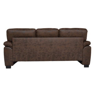 English Elm Modern Foil Fabric Three Seat Sofa with Metallic Sheen Padded Arms for Living Rooms Dark Brown W5568S00045