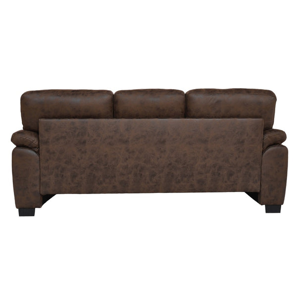English Elm Modern Foil Fabric Three Seat Sofa with Metallic Sheen Padded Arms for Living Rooms Dark Brown W5568S00045