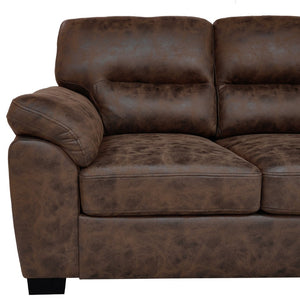 English Elm Modern Foil Fabric Three Seat Sofa with Metallic Sheen Padded Arms for Living Rooms Dark Brown W5568S00045
