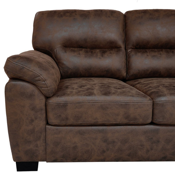 English Elm Modern Foil Fabric Three Seat Sofa with Metallic Sheen Padded Arms for Living Rooms Dark Brown W5568S00045
