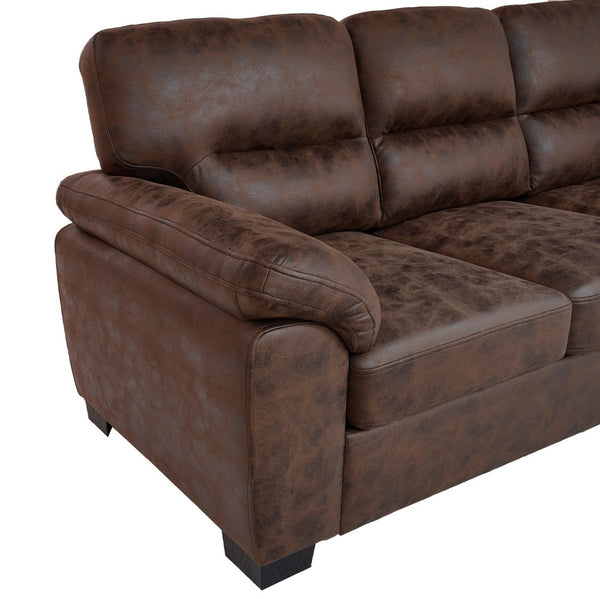 English Elm Modern Foil Fabric Three Seat Sofa with Metallic Sheen Padded Arms for Living Rooms Dark Brown W5568S00045