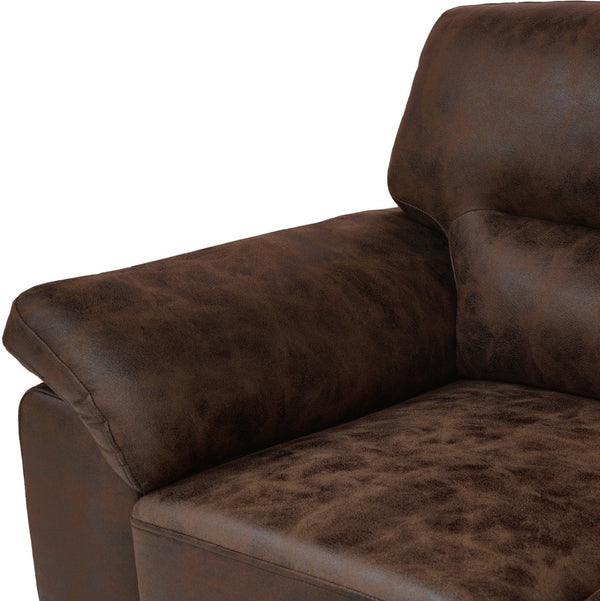 English Elm Modern Foil Fabric Three Seat Sofa with Metallic Sheen Padded Arms for Living Rooms Dark Brown W5568S00045