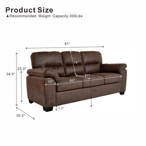 English Elm Modern Foil Fabric Three Seat Sofa with Metallic Sheen Padded Arms for Living Rooms Dark Brown W5568S00045