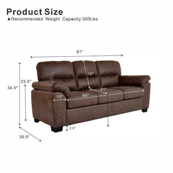 English Elm Modern Foil Fabric Three Seat Sofa with Metallic Sheen Padded Arms for Living Rooms Dark Brown W5568S00045