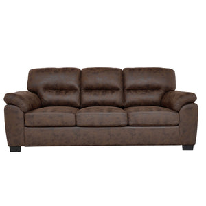 English Elm Modern Foil Fabric Three Seat Sofa with Metallic Sheen Padded Arms for Living Rooms Dark Brown W5568S00045