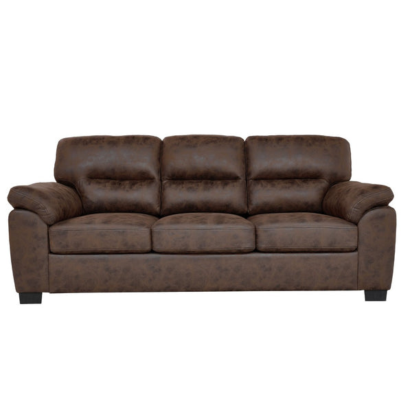 English Elm Modern Foil Fabric Three Seat Sofa with Metallic Sheen Padded Arms for Living Rooms Dark Brown W5568S00045