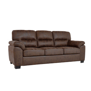 English Elm Modern Foil Fabric Three Seat Sofa with Metallic Sheen Padded Arms for Living Rooms Dark Brown W5568S00045