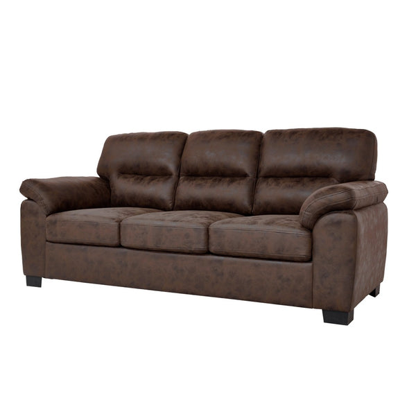 English Elm Modern Foil Fabric Three Seat Sofa with Metallic Sheen Padded Arms for Living Rooms Dark Brown W5568S00045