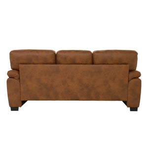 English Elm Modern Foil Fabric Three Seat Sofa with Metallic Sheen Padded Arms for Living Rooms Light Brown W5568S00046