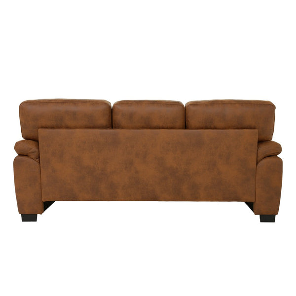 English Elm Modern Foil Fabric Three Seat Sofa with Metallic Sheen Padded Arms for Living Rooms Light Brown W5568S00046