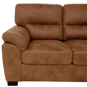 English Elm Modern Foil Fabric Three Seat Sofa with Metallic Sheen Padded Arms for Living Rooms Light Brown W5568S00046