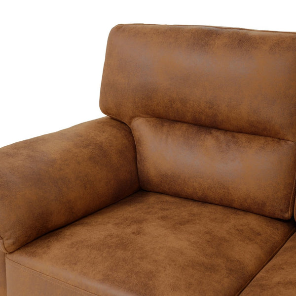 English Elm Modern Foil Fabric Three Seat Sofa with Metallic Sheen Padded Arms for Living Rooms Light Brown W5568S00046
