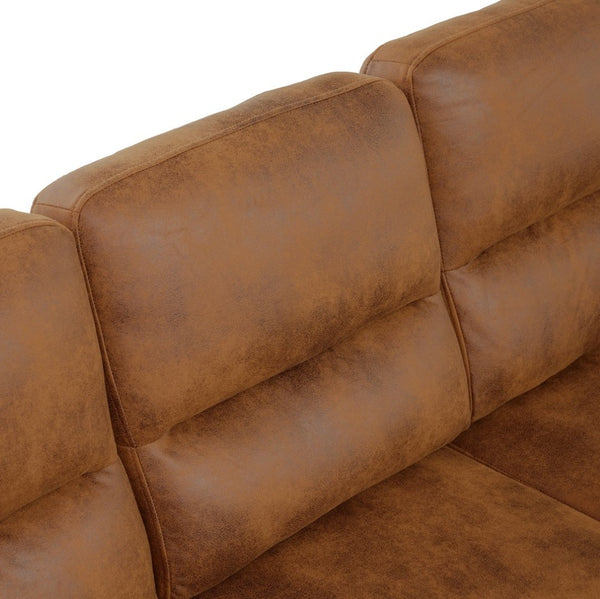 English Elm Modern Foil Fabric Three Seat Sofa with Metallic Sheen Padded Arms for Living Rooms Light Brown W5568S00046