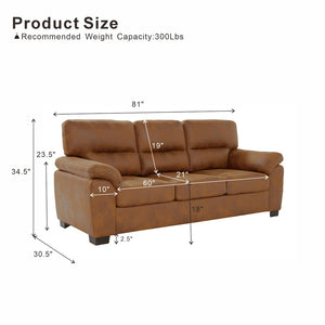 English Elm Modern Foil Fabric Three Seat Sofa with Metallic Sheen Padded Arms for Living Rooms Light Brown W5568S00046