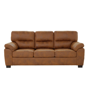 English Elm Modern Foil Fabric Three Seat Sofa with Metallic Sheen Padded Arms for Living Rooms Light Brown W5568S00046