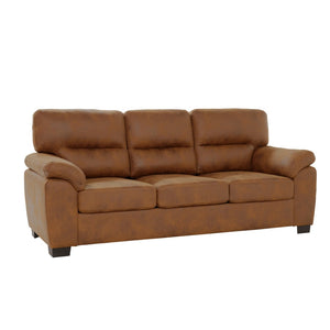 English Elm Modern Foil Fabric Three Seat Sofa with Metallic Sheen Padded Arms for Living Rooms Light Brown W5568S00046