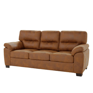 English Elm Modern Foil Fabric Three Seat Sofa with Metallic Sheen Padded Arms for Living Rooms Light Brown W5568S00046