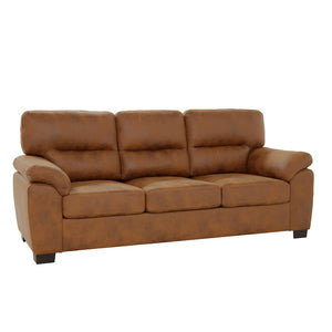 English Elm Modern Foil Fabric Three Seat Sofa with Metallic Sheen Padded Arms for Living Rooms Light Brown W5568S00046