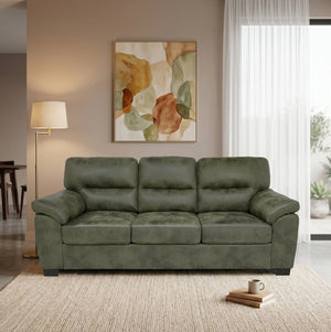 English Elm Modern Foil Fabric Three Seat Sofa with Metallic Sheen Padded Arms for Living Rooms Olive Green W5568S00047