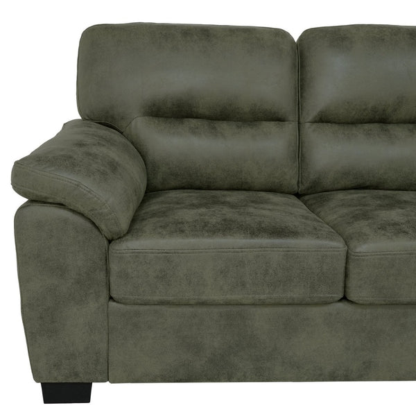 English Elm Modern Foil Fabric Three Seat Sofa with Metallic Sheen Padded Arms for Living Rooms Olive Green W5568S00047