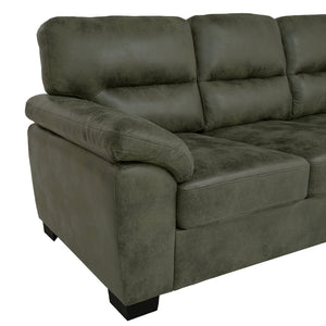 English Elm Modern Foil Fabric Three Seat Sofa with Metallic Sheen Padded Arms for Living Rooms Olive Green W5568S00047