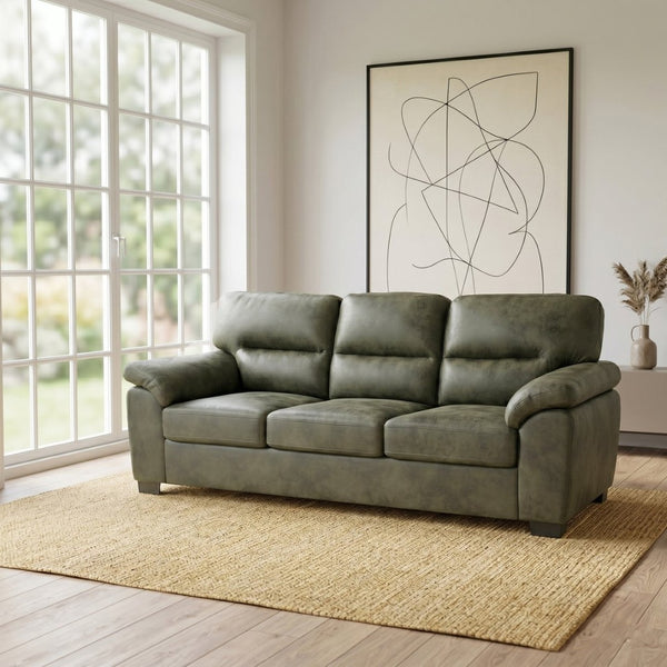 English Elm Modern Foil Fabric Three Seat Sofa with Metallic Sheen Padded Arms for Living Rooms Olive Green W5568S00047