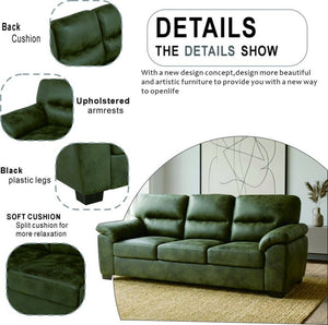 English Elm Modern Foil Fabric Three Seat Sofa with Metallic Sheen Padded Arms for Living Rooms Olive Green W5568S00047