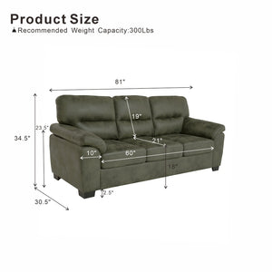 English Elm Modern Foil Fabric Three Seat Sofa with Metallic Sheen Padded Arms for Living Rooms Olive Green W5568S00047