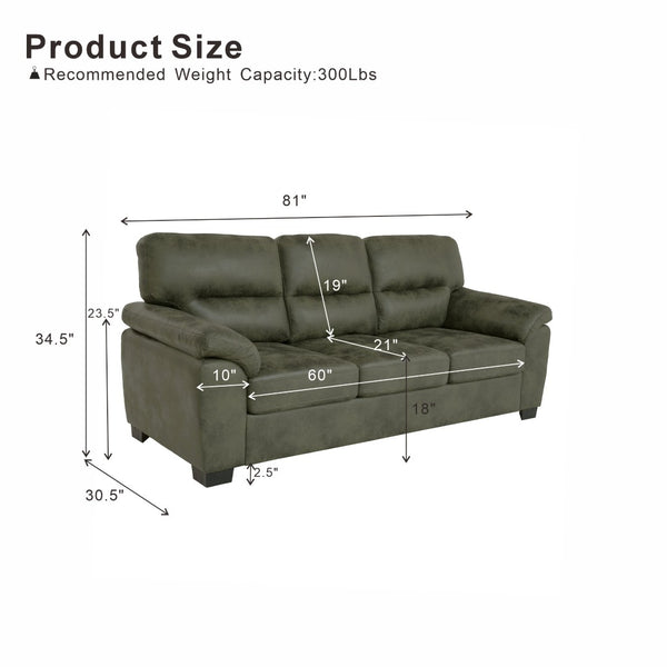 English Elm Modern Foil Fabric Three Seat Sofa with Metallic Sheen Padded Arms for Living Rooms Olive Green W5568S00047