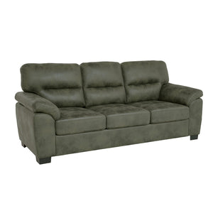 English Elm Modern Foil Fabric Three Seat Sofa with Metallic Sheen Padded Arms for Living Rooms Olive Green W5568S00047