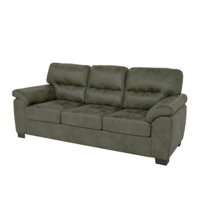 English Elm Modern Foil Fabric Three Seat Sofa with Metallic Sheen Padded Arms for Living Rooms Olive Green W5568S00047