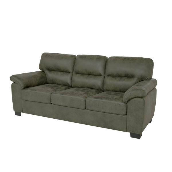 English Elm Modern Foil Fabric Three Seat Sofa with Metallic Sheen Padded Arms for Living Rooms Olive Green W5568S00047