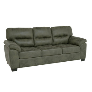English Elm Modern Foil Fabric Three Seat Sofa with Metallic Sheen Padded Arms for Living Rooms Olive Green W5568S00047