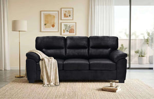 English Elm Modern Foil Fabric Three Seat Sofa with Metallic Sheen Padded Arms for Living Rooms Black W5568S00048