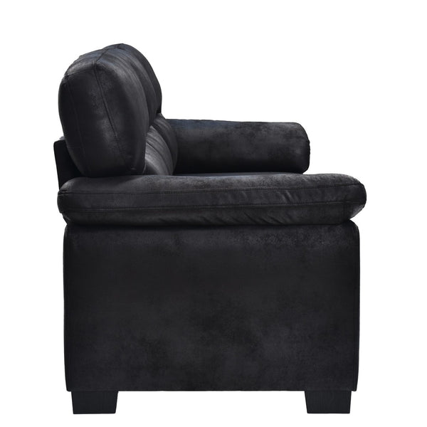 English Elm Modern Foil Fabric Three Seat Sofa with Metallic Sheen Padded Arms for Living Rooms Black W5568S00048