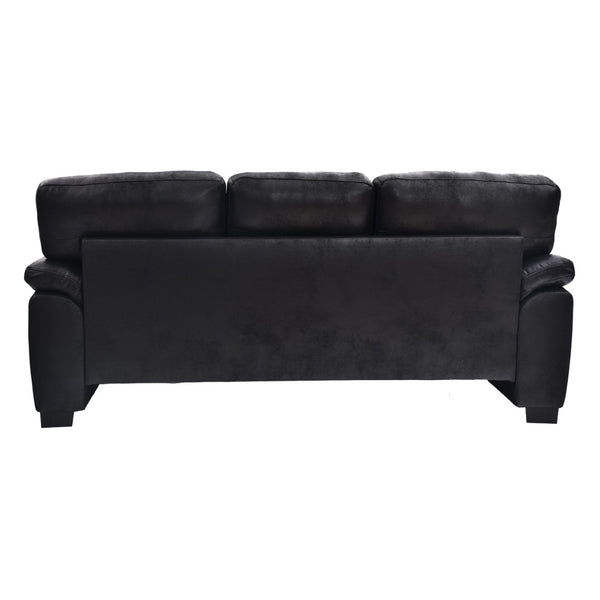 English Elm Modern Foil Fabric Three Seat Sofa with Metallic Sheen Padded Arms for Living Rooms Black W5568S00048