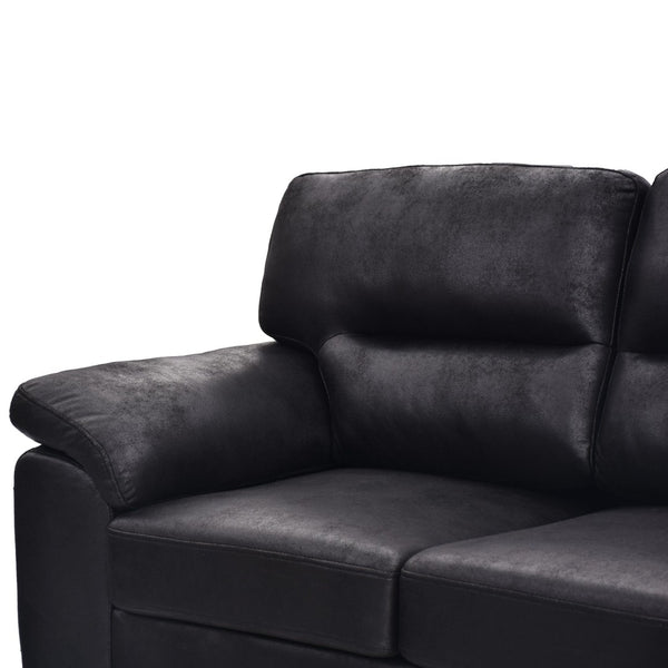 English Elm Modern Foil Fabric Three Seat Sofa with Metallic Sheen Padded Arms for Living Rooms Black W5568S00048
