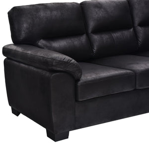English Elm Modern Foil Fabric Three Seat Sofa with Metallic Sheen Padded Arms for Living Rooms Black W5568S00048