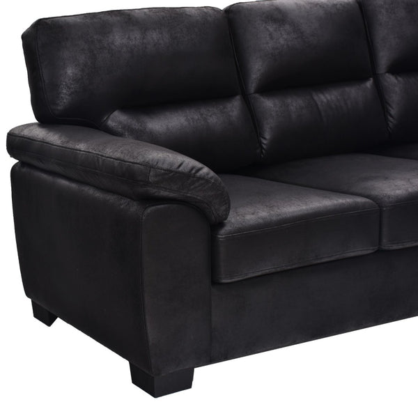 English Elm Modern Foil Fabric Three Seat Sofa with Metallic Sheen Padded Arms for Living Rooms Black W5568S00048