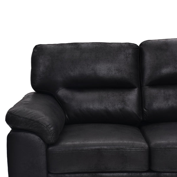 English Elm Modern Foil Fabric Three Seat Sofa with Metallic Sheen Padded Arms for Living Rooms Black W5568S00048